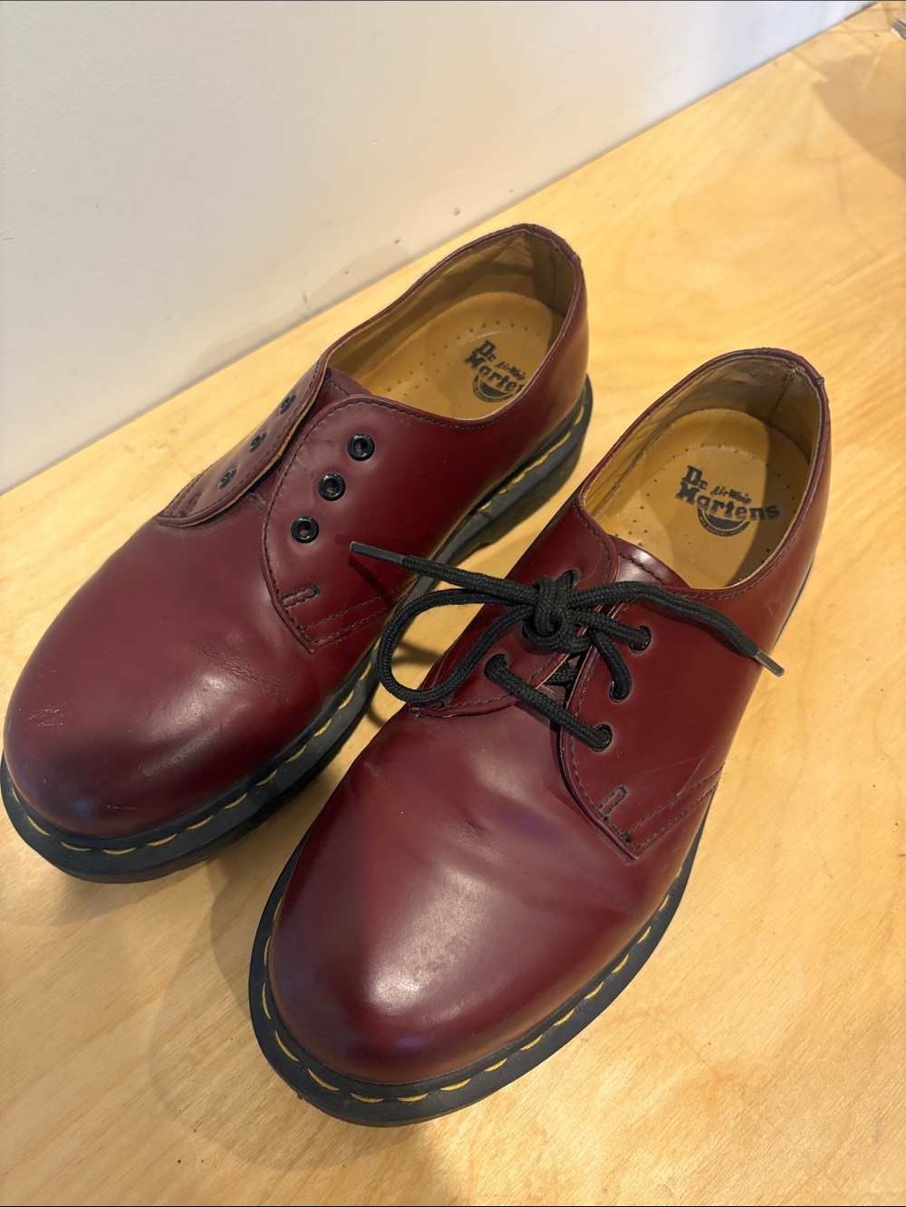 Dr. Martens Women's Cherry Red 3-Eye Oxford Flats